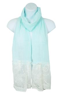 Lace Trim Scarf-S1544-BABY BLUE